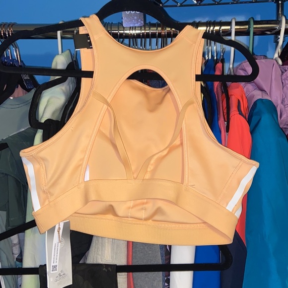Adidas Sports Bra Crop Top M L Orange White - Picture 2 of 3
